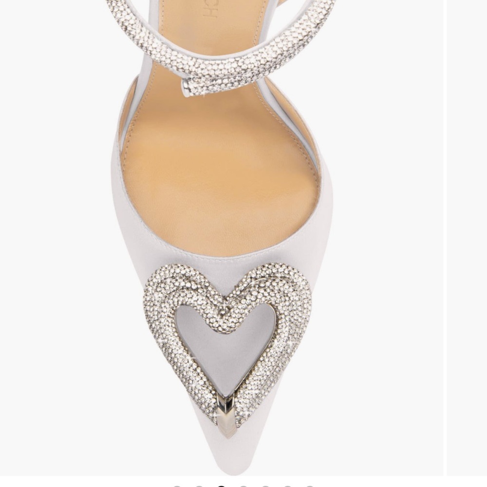 Mach Mach Ivory Crystal-Embellished Heart Heels